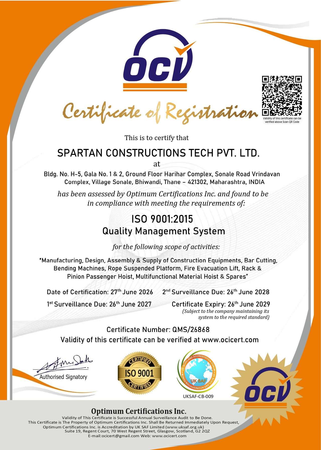 ISO 9001:2015 Certification